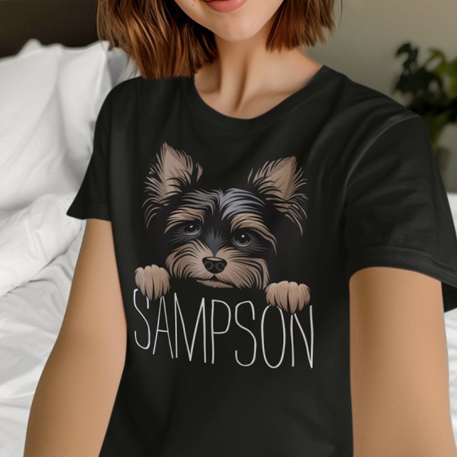 Camiseta Personalizado Yorkie Yorkshire Terrier Dog Name (Personalized Yorkie t-shirt for women. Yorkshire Terrier dog lover gifts.)
