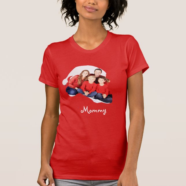 Camiseta Personalizar a foto de forma do Papai Noel da famí (Frente)