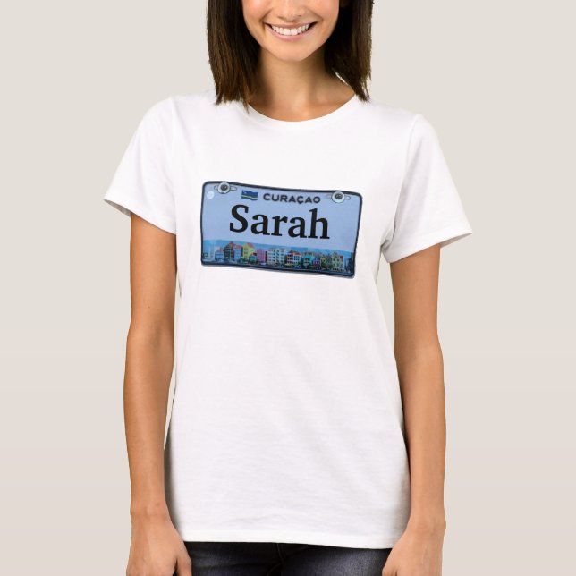 Camiseta Personalizar a Placa de Licença do Curacao (Frente)