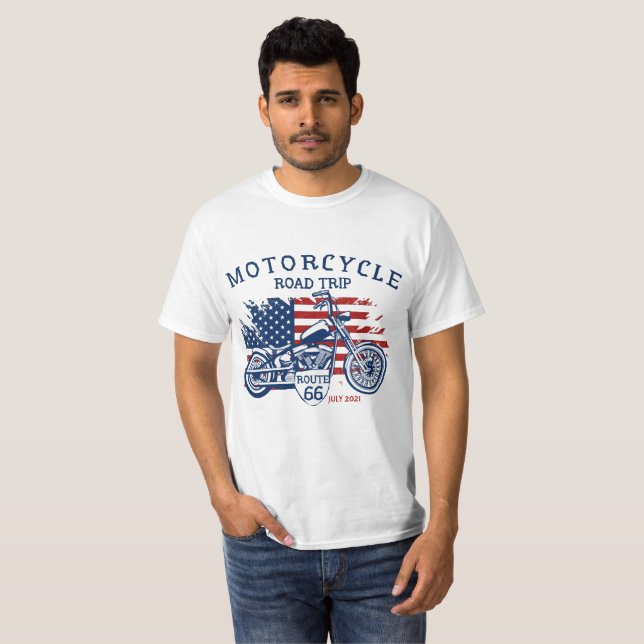 Camiseta Personalizar a rota de motocicleta 66 EUA Sinaliza (Frente Completa)
