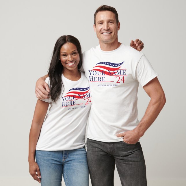 Camiseta Personalizar Adicionar Nome Sinalizador US 2024 El (Unissex)