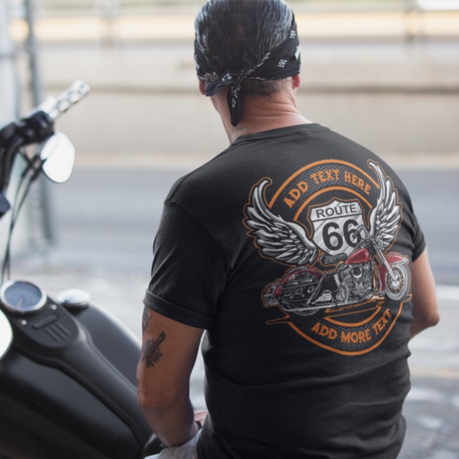 Camiseta Personalizar Asas de Anjo da Rota 66 de Motociclet (Criador carregado)