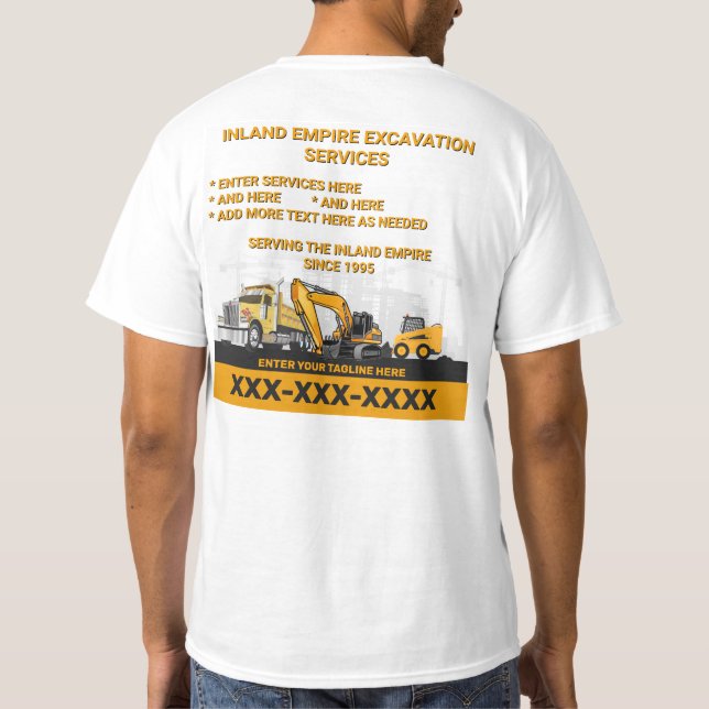 Camiseta Personalizar Construtor Geral de Escavação Constru (Verso)