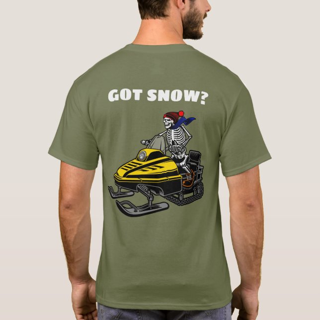 Camiseta Personalizar Engraçado Snowmobile Skeleton Rider (Verso)