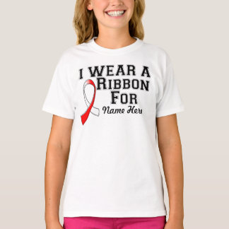 Camiseta Personalizar Eu Visto uma Fita Vermelha e Branca