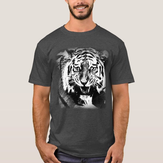 Camiseta Personalizar Heather Tiger Moderno Elegante do Car (Frente)