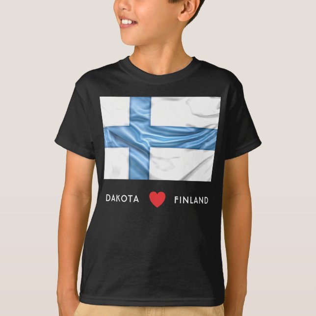 Camiseta Personalizar I Sinalizador do Coração da Finlândia (Frente)
