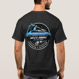 Camiseta Personalizar Lavagem de Carro Móvel Detalhes Azul 