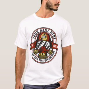 Camiseta Personalizar Máscara de Capacete de Bombeiro NAME