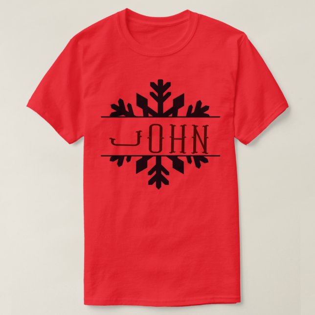 Camiseta Personalizar Monograma Dividido Nome John Presente (Frente do Design)