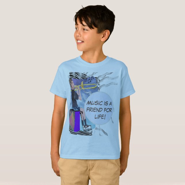 Camiseta Personalizar Música Trombone É Amigo Da Vida! T (Frente Completa)