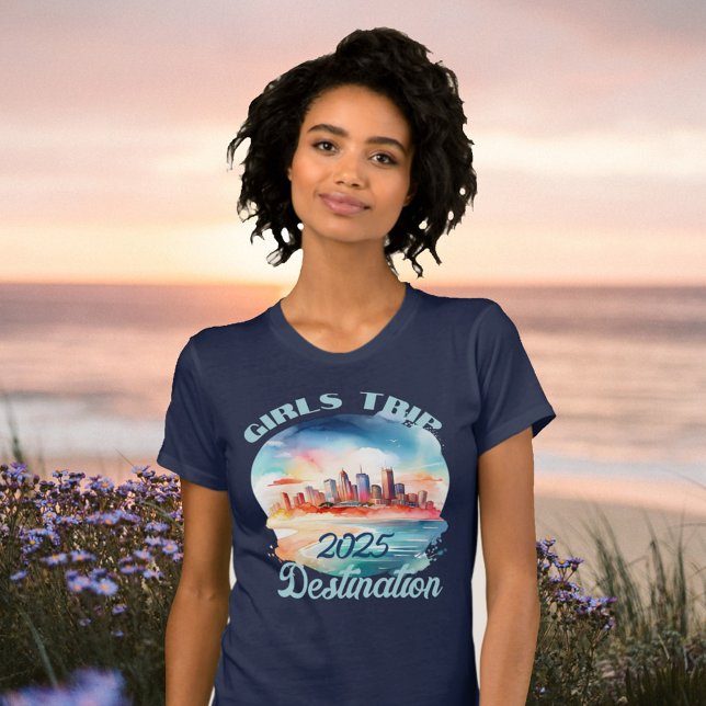 Camiseta Personalizar o Destino de Praia do Ano de Viagem d (Criador carregado)