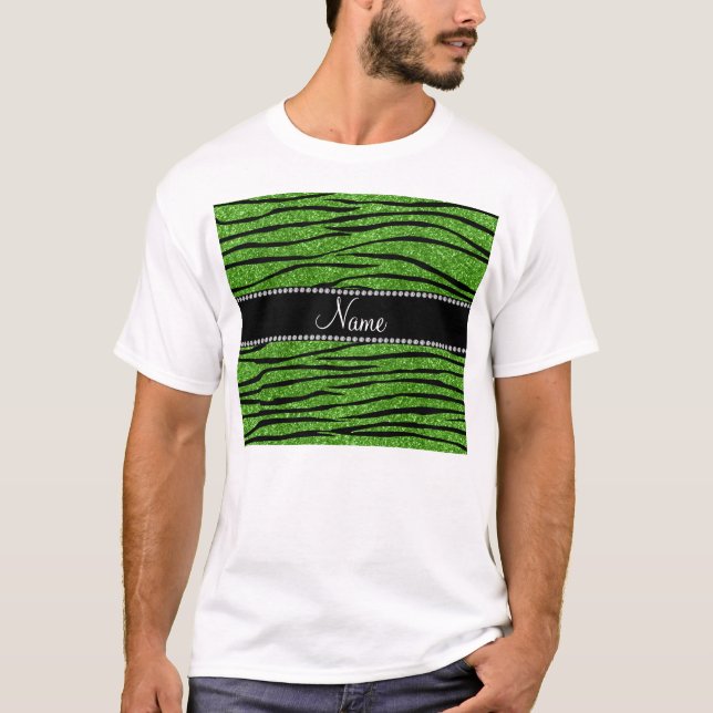 Camiseta Personalizar o nome de faixa de zebra brilhante ve (Frente)