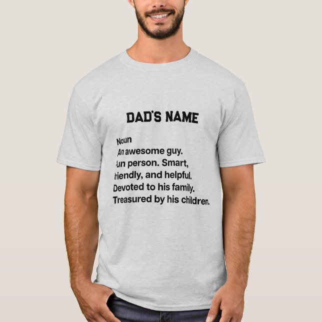 Camiseta Personalizar o nome do pai, cara da família de hom (Frente)