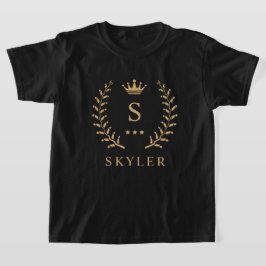 Camiseta Personalizar o nome e o monograma Dourado preto in