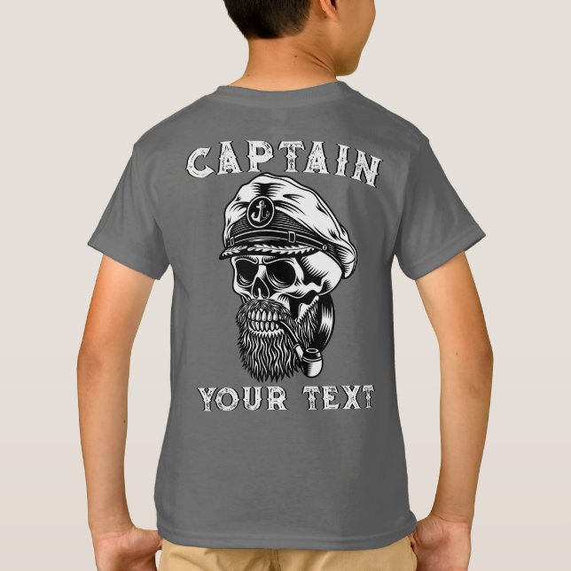 Camiseta Personalizar o tubo de fumagem do capitão do crâni (Verso)
