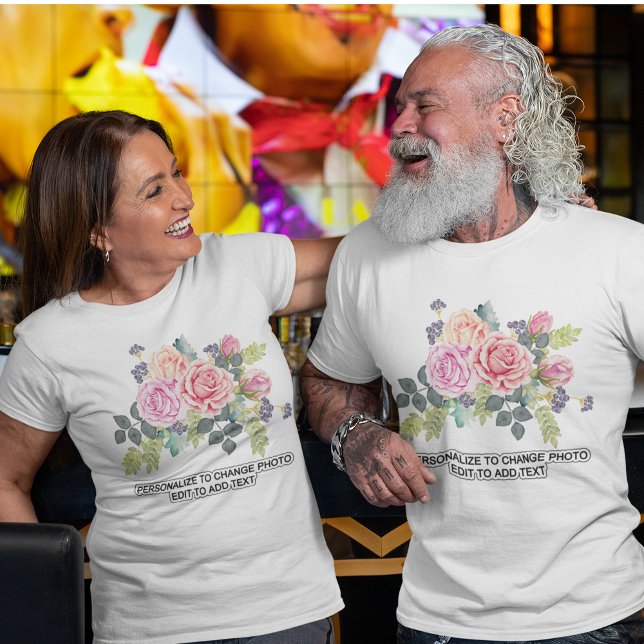 Camiseta Personalizar Personalizar Texto de Trabalho de art (Custom Personalize Photo Artwork Text Quote Unisex T-Shirt)