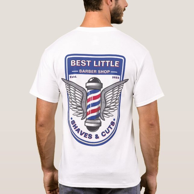 Camiseta Personalizar Poste Tradicional de Barber Shop Clás (Verso)