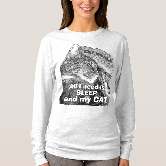 Camiseta Personalizar T-Shirt Gato Sonolento (Frente)