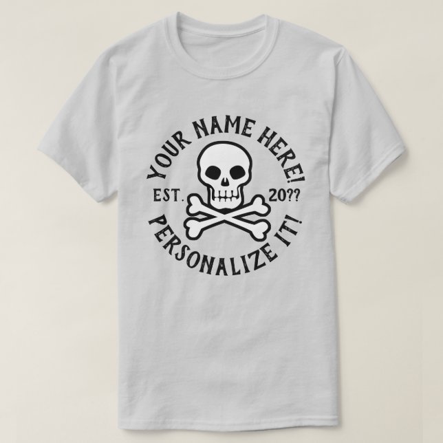 Camiseta PERSONALIZAR T-Shirt Pirate Skull e Crossbones (Frente do Design)