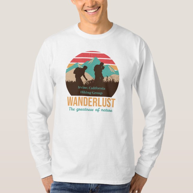 Camiseta Personalizar Vintage Sunset Mountain Hiking Group (Frente)