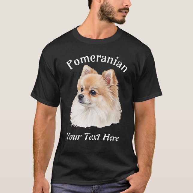 Camiseta Personalizável de Cão Pomeraniano (Frente)
