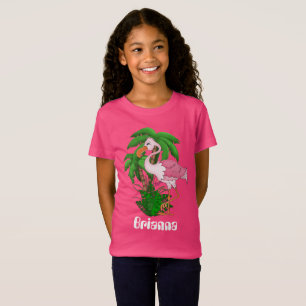 Camiseta personalizável, moças de palmeira flami