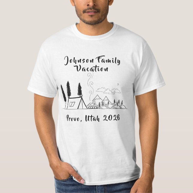 Camiseta Personalizável para Acampamento Familiar (Frente)