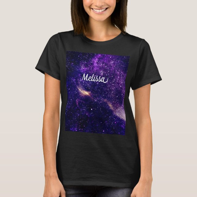 Camiseta Personalize a galáxia abstrato roxa ultra violeta (Frente)