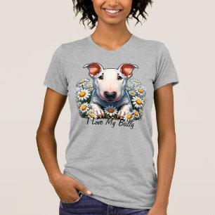 Camiseta Personalize Bull Terrier em Daisies