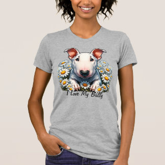 Camiseta Personalize Bull Terrier em Daisies