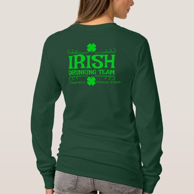 Camiseta Personalize Equipe Irlandesa de Bebidas Dia de São (Verso)