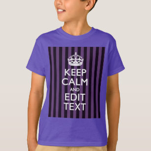 Camiseta Personalize it Keep Calm Your Text Purple Stripes