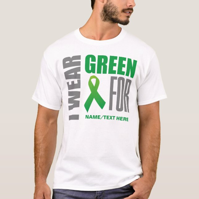 Camiseta Personalize-me vestem a fita verde da consciência (Frente)