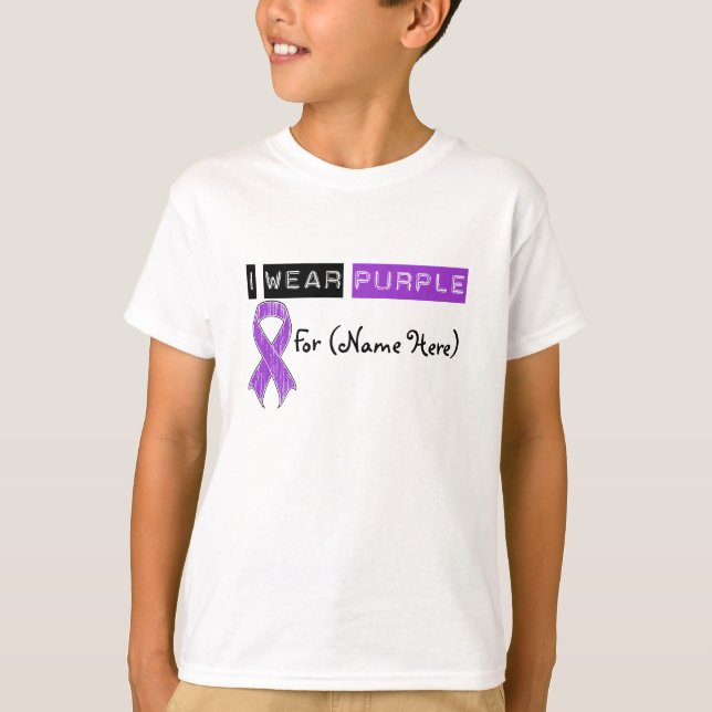Camiseta Personalize-me vestem o câncer de pâncreas roxo da (Frente)