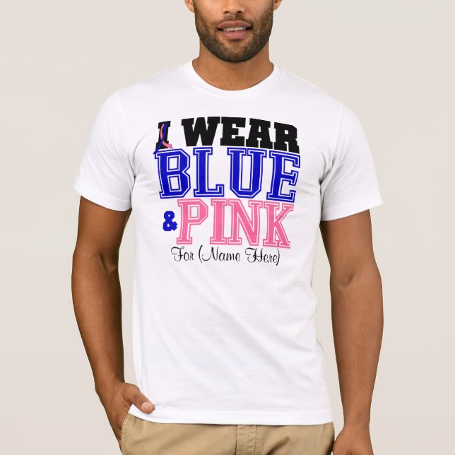 Camiseta Personalize-me vestem o cancro da mama masculino (Frente)