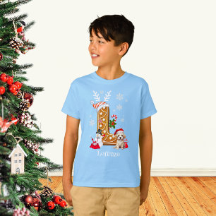 Camiseta Personalize Natal Gingerbread Alfabeto L Menino