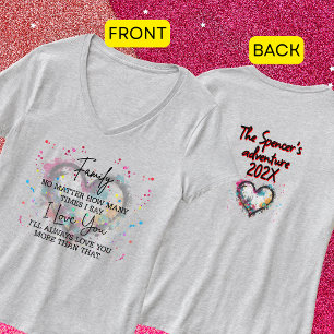 Camiseta Personalize Nome da Família Coração com Salpicos d