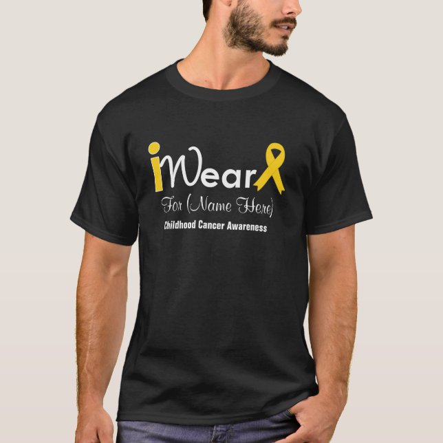 Camiseta Personalize o cancer da infância da fita do ouro (Frente)