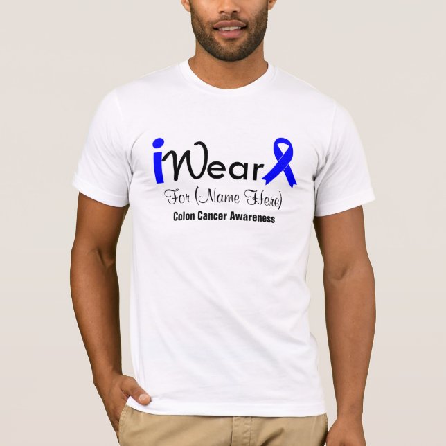 Camiseta Personalize o cancro do cólon da fita azul (Frente)