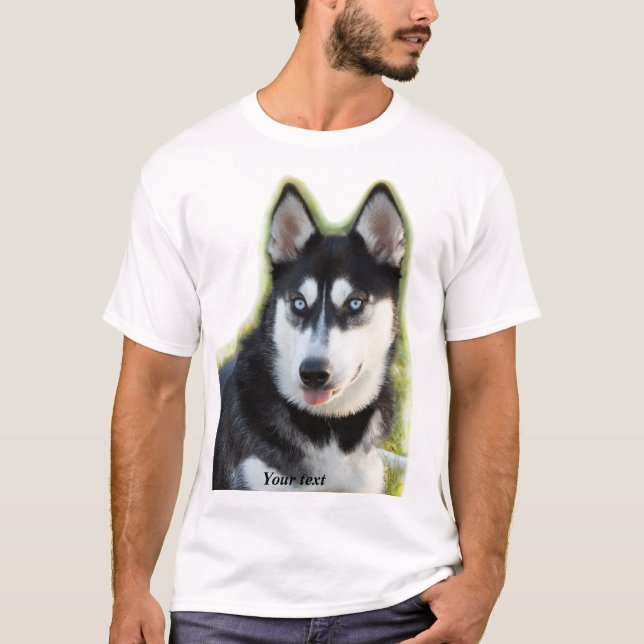 Camiseta Personalize o feliz cachorrinho Siberiano Husky (Frente)