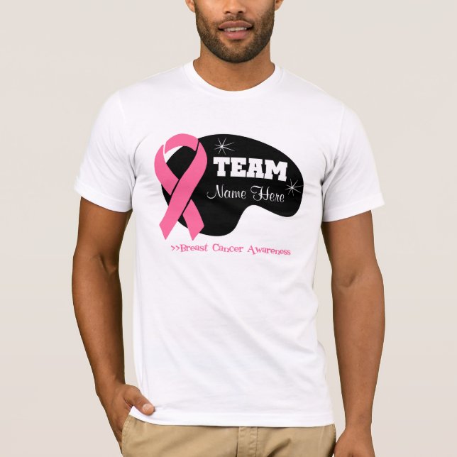 Camiseta Personalize o nome da equipe - cancro da mama (Frente)