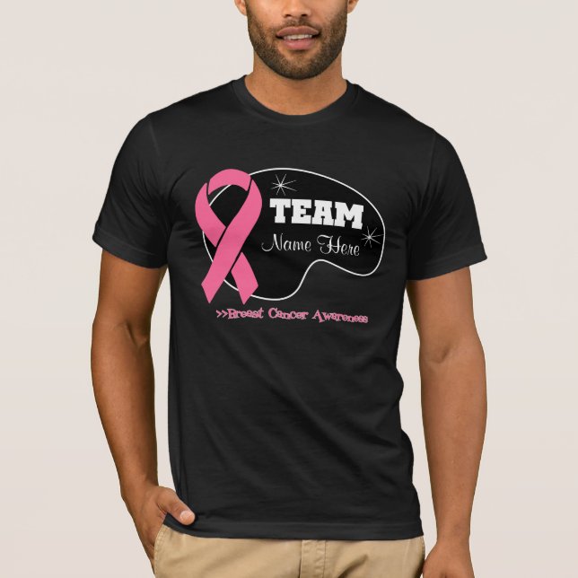 Camiseta Personalize o nome da equipe - cancro da mama (Frente)