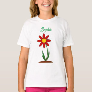 Camiseta Personalize o nome T-shirt com flor fofa