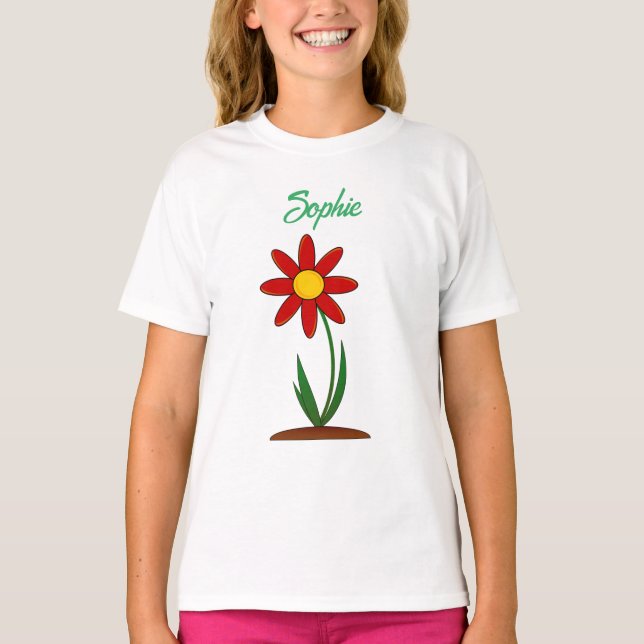 Camiseta Personalize o nome T-shirt com flor fofa (Frente)