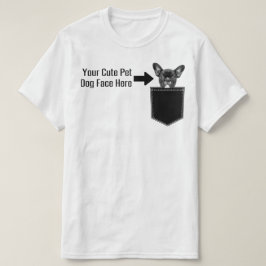 Camiseta Personalize o seu Pet Dog Face Picture Pocket Men