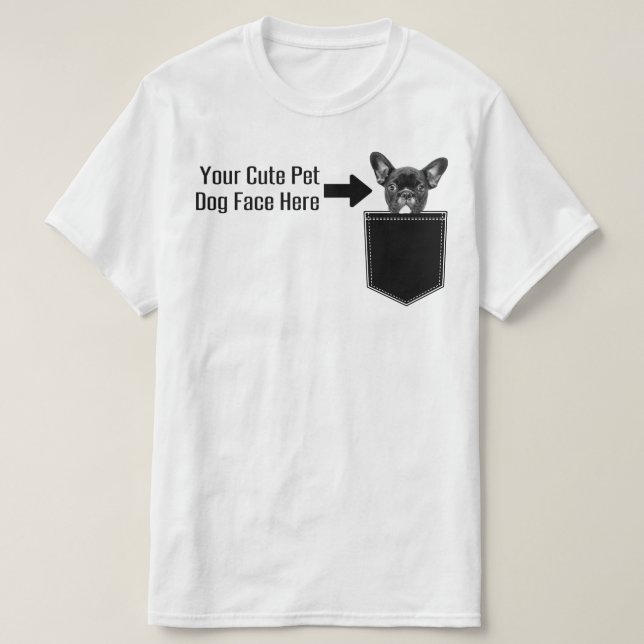 Camiseta Personalize o seu Pet Dog Face Picture Pocket Men (Frente do Design)