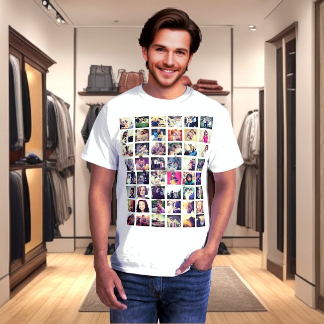 Camiseta Personalize sua foto aqui (Custom photo collage tee, personalized photo grid t-shirt)