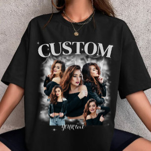 Camiseta personalize sua própria foto de rap de bootleg 90 