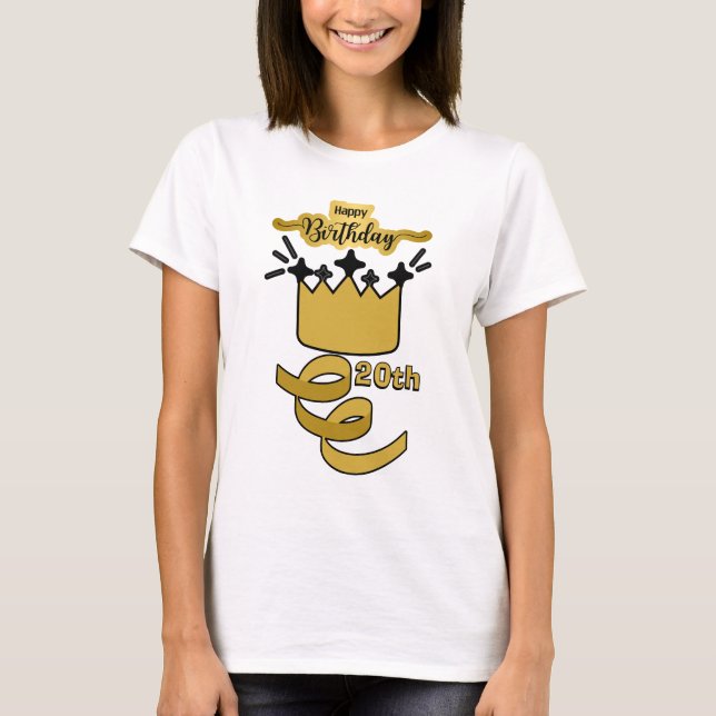 Camiseta  Personalized 20th Birthday King Crown Design (Frente)